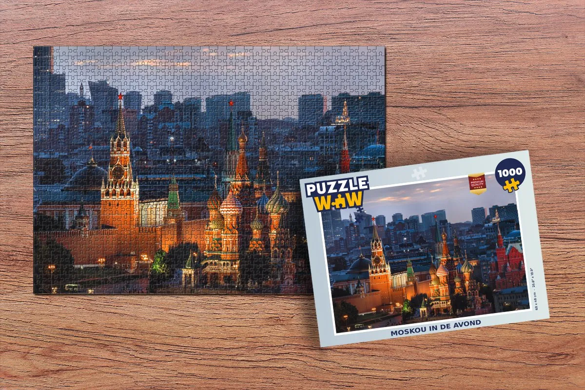 PuzzleWow Moskou in de Avond Legpuzzel 1000 Stuks - Multicolor
