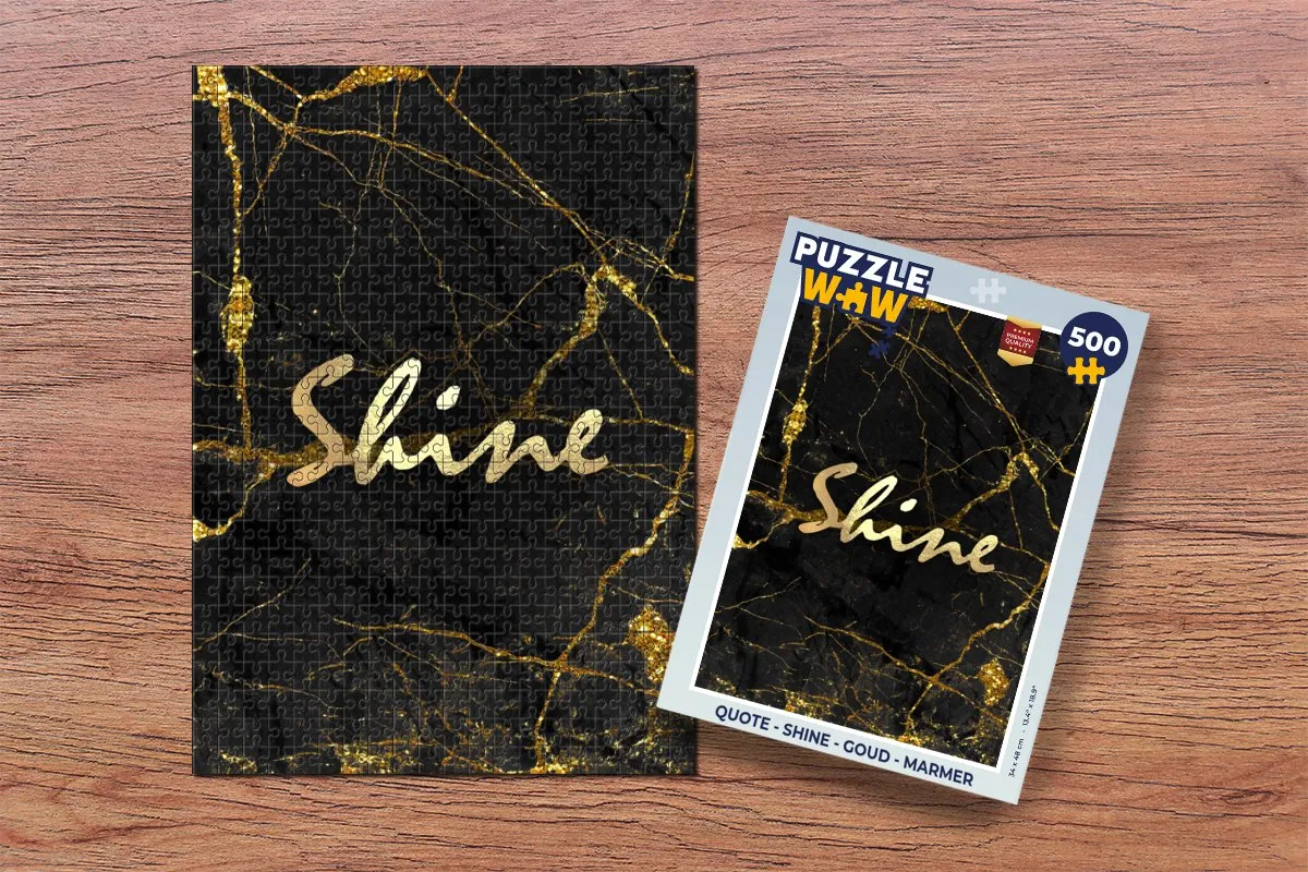 PuzzleWow Quote Shine Legpuzzel 500 Stuks - Goud Marmer - MPN 7434739469419