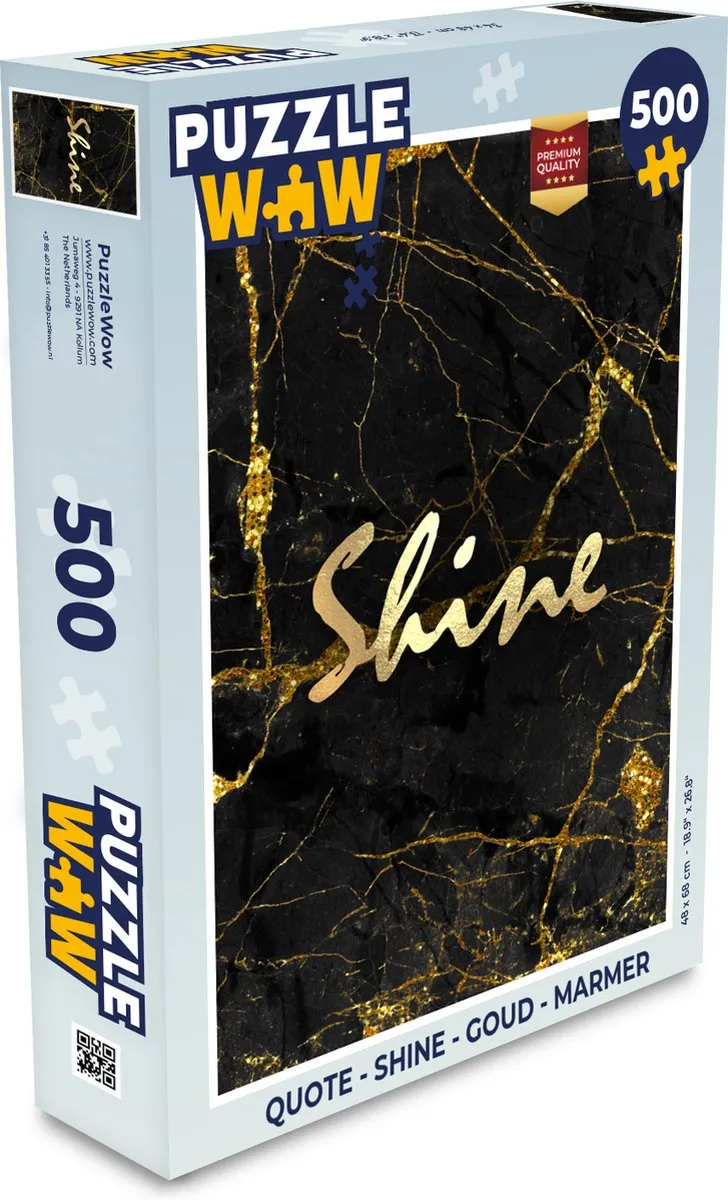 PuzzleWow Quote Shine Legpuzzel 500 Stuks - Goud Marmer - MPN 7434739469419