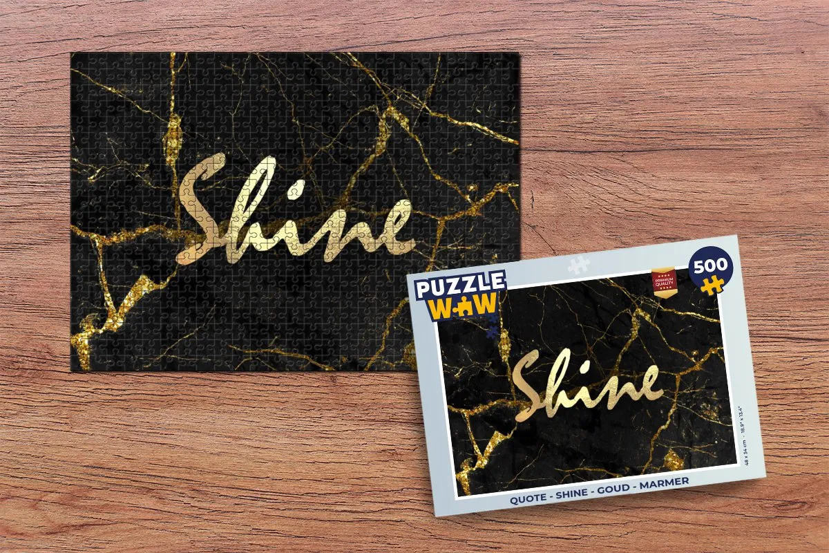 PuzzleWow Quote Shine Legpuzzel 500 Stuks - Goud Marmer - MPN 7434739469419