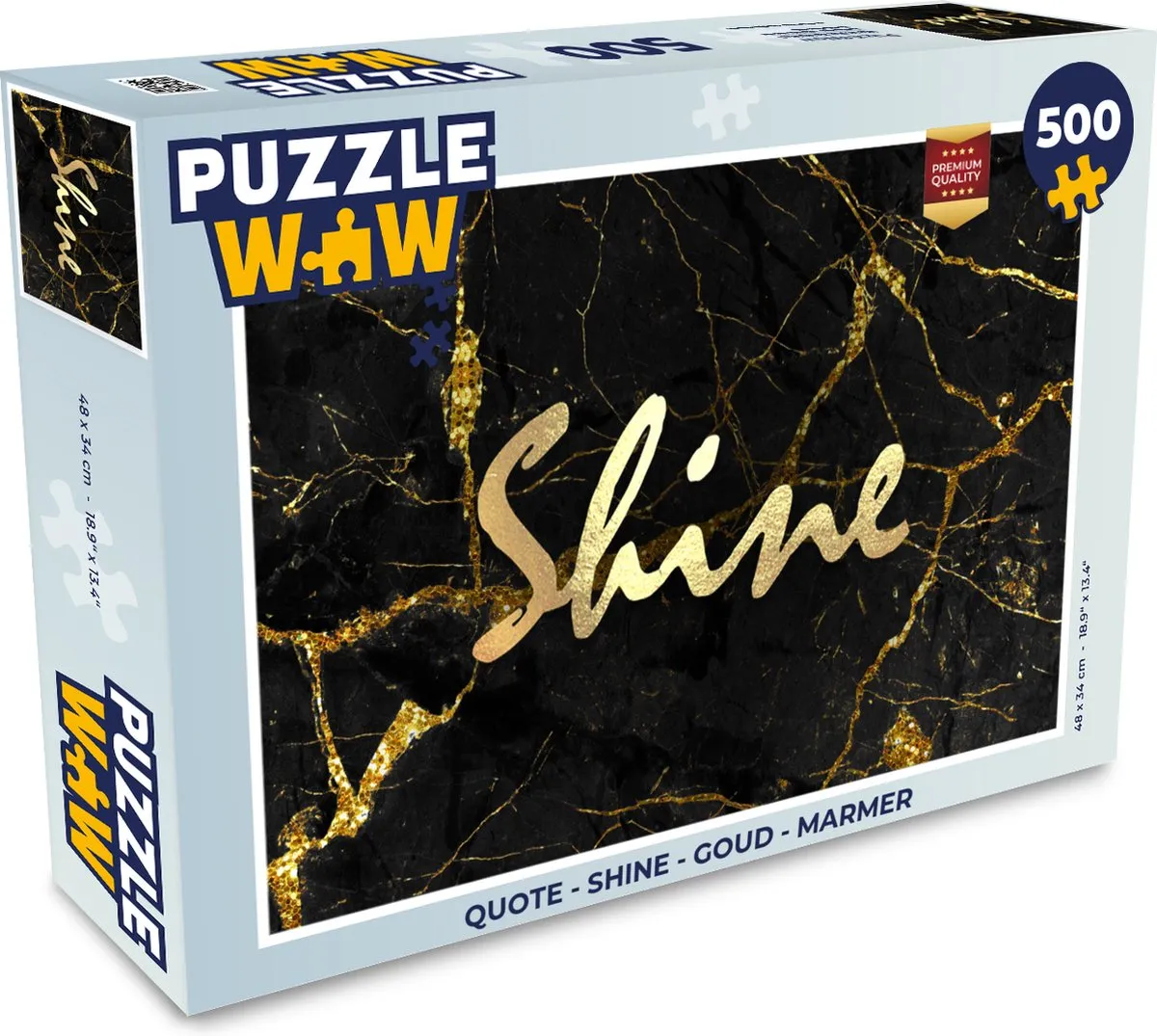 PuzzleWow Quote Shine Legpuzzel 500 Stuks - Goud Marmer - MPN 7434739469419