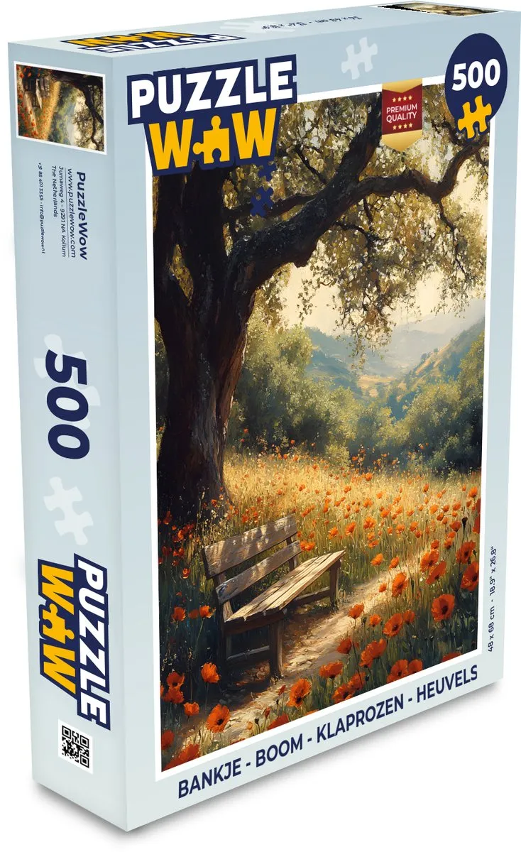 PuzzleWow Boom Legpuzzel 500 Stuks - Klaprozen & Heuvels