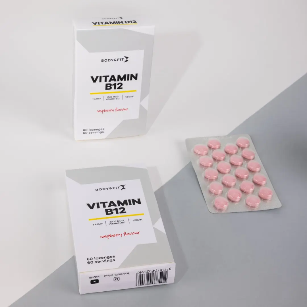 Body & Fit Vitamine B12 Framboos Zuigtabletten 1000mcg - 60 Stuks