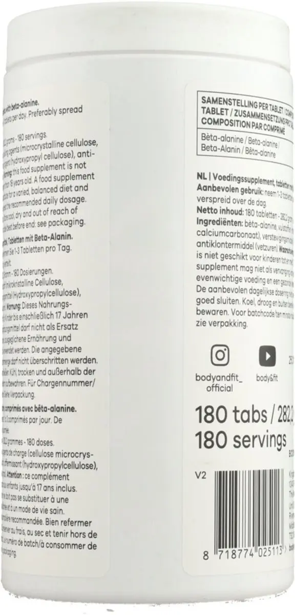 Body & Fit Beta Alanine Super Tabs 1000mg - 180 Capsules