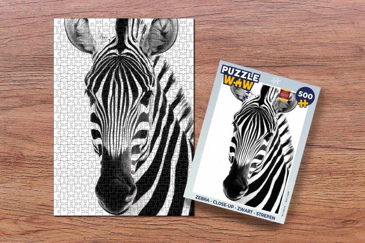 PuzzleWow Zebra Legpuzzel 500 Stuks - Zwart