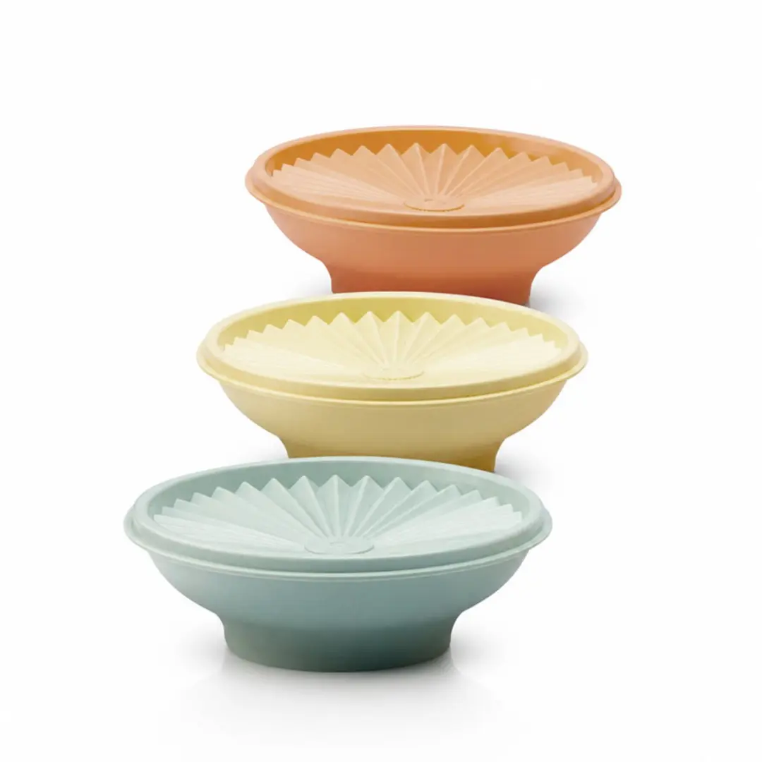 Tupperware 3 Vintage Zonnedeksel Kommen