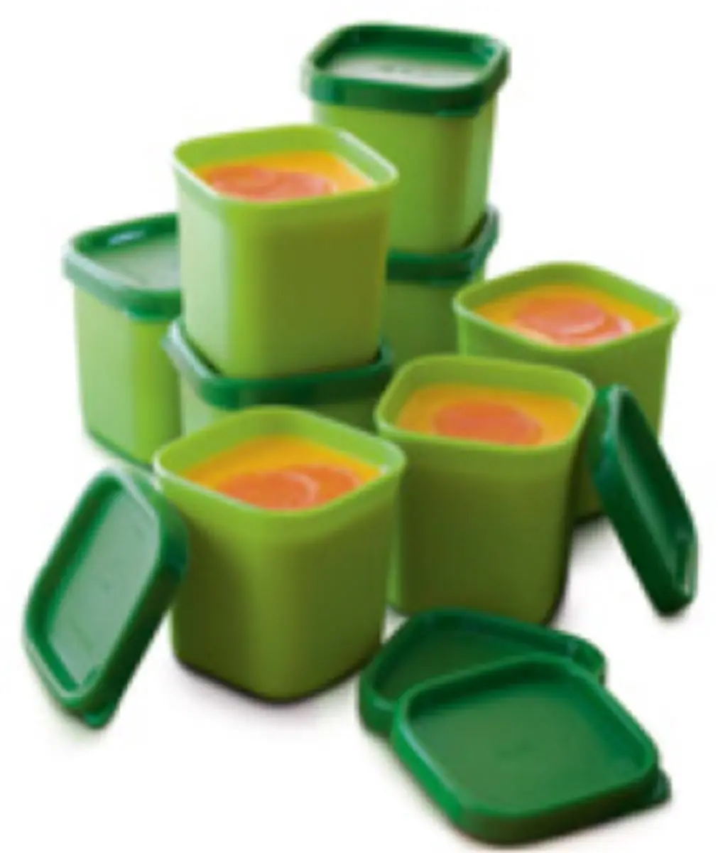 Tupperware stoompotjes Groen / Paars, 4 stuks