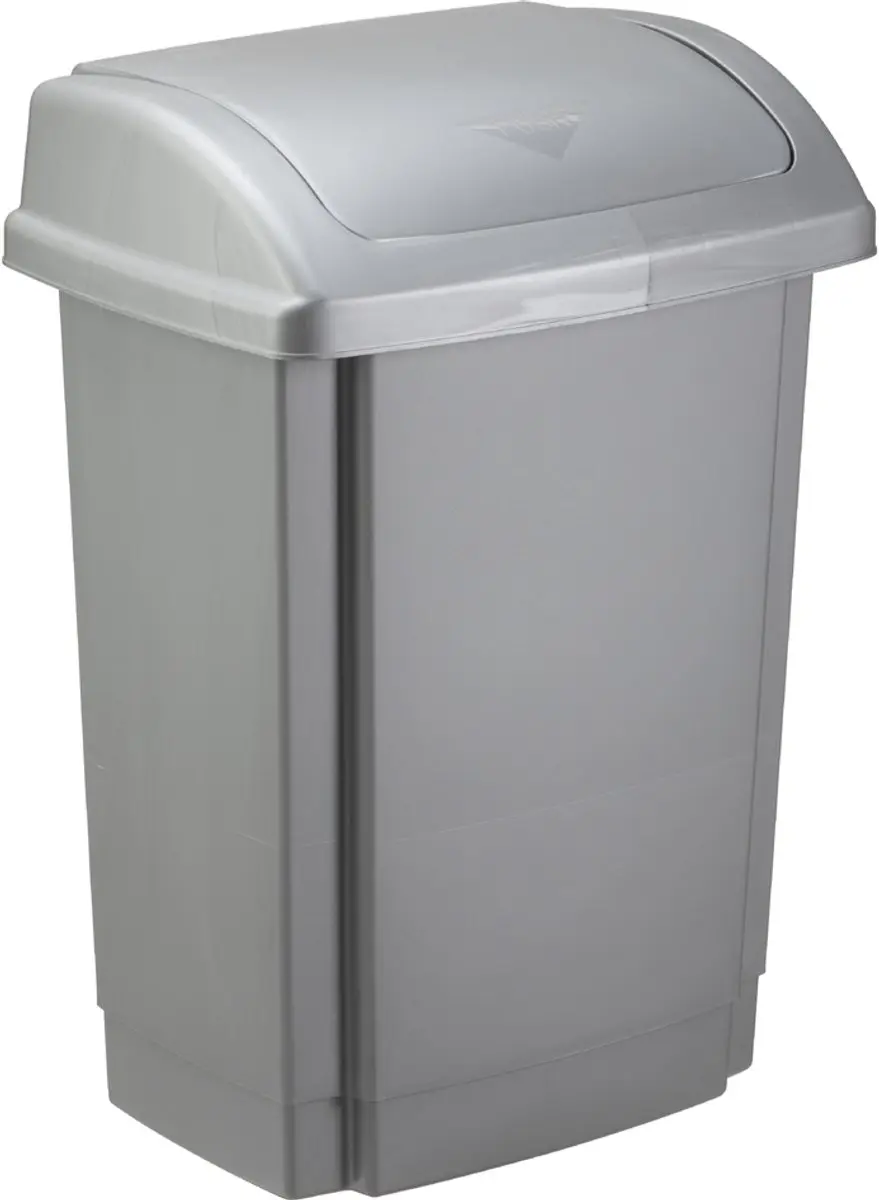 plast team afvalbak met swingdeksel, 25 liter, zilver