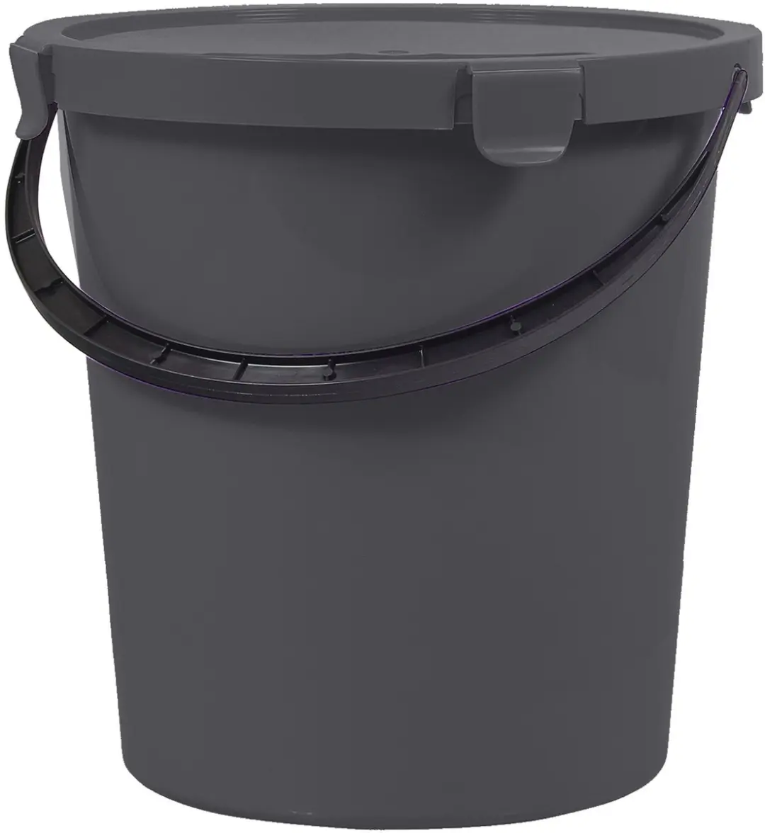 Plast Team Berry 5L emmer met deksel en handvat, donkergrijs