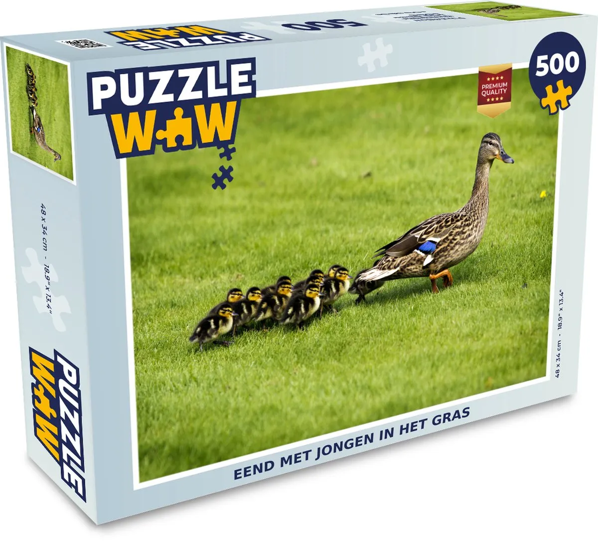 PuzzleWow Legpuzzel Eend met jongen in het gras 500 Stuks - Multicolor