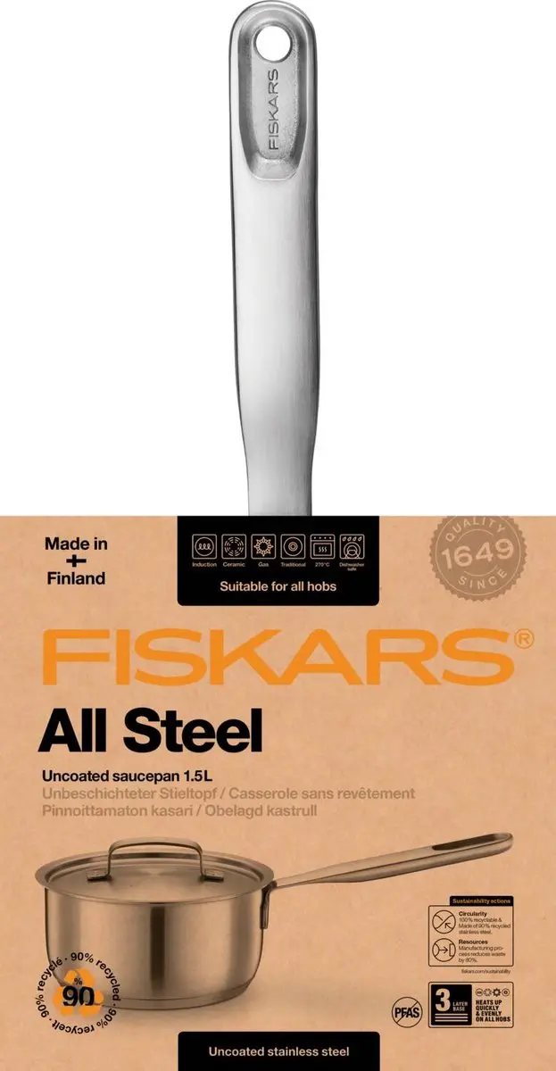 Fiskars All Steel Steelpan 1,5L - RVS