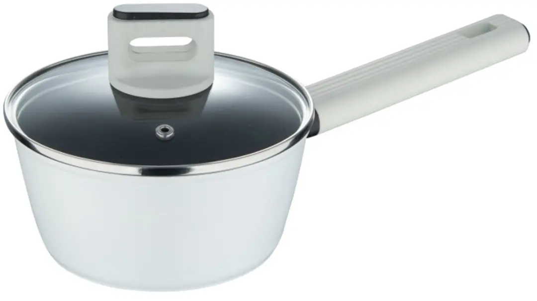 Pannetje met deksel LINES 16 cm grijs-wit