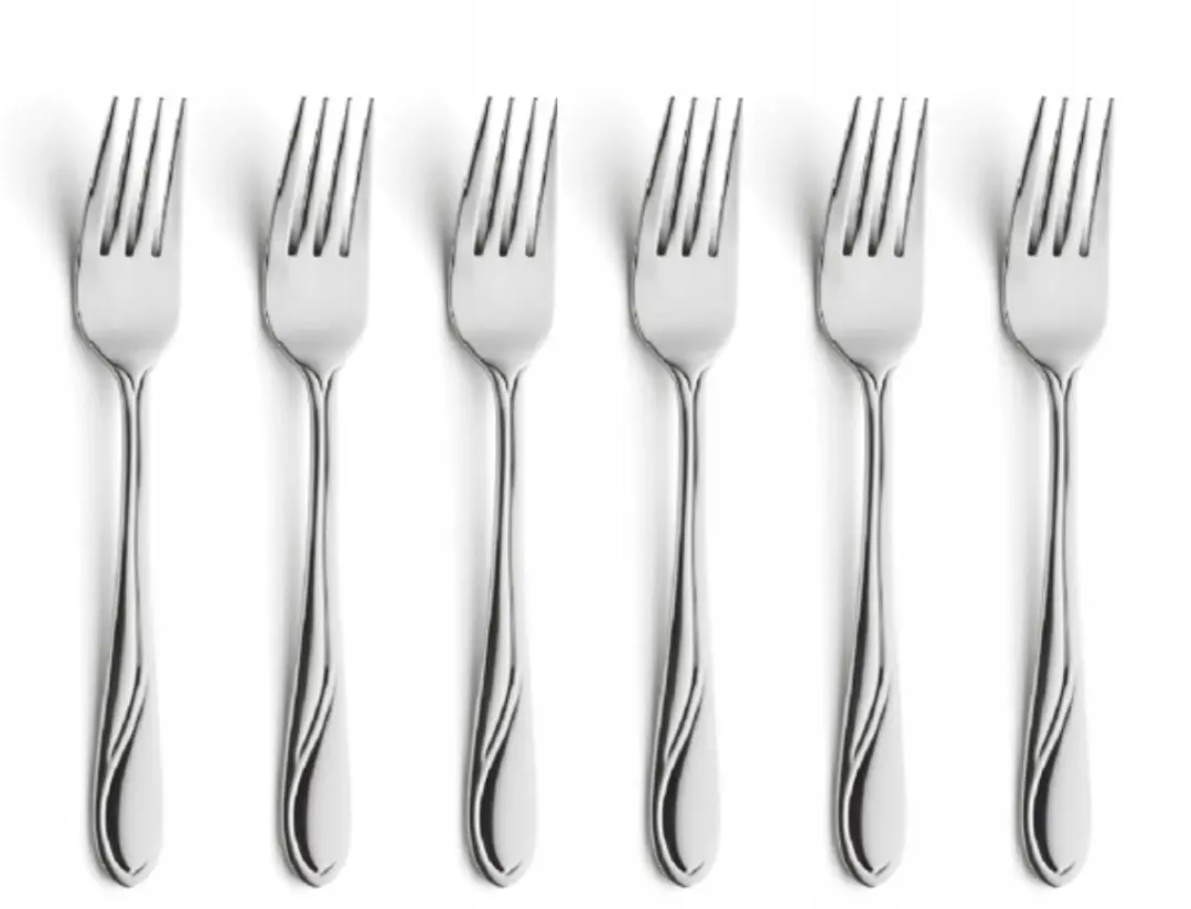 Amefa Whisper 1405: Set van 6 gepolijste RVS diner Vorken