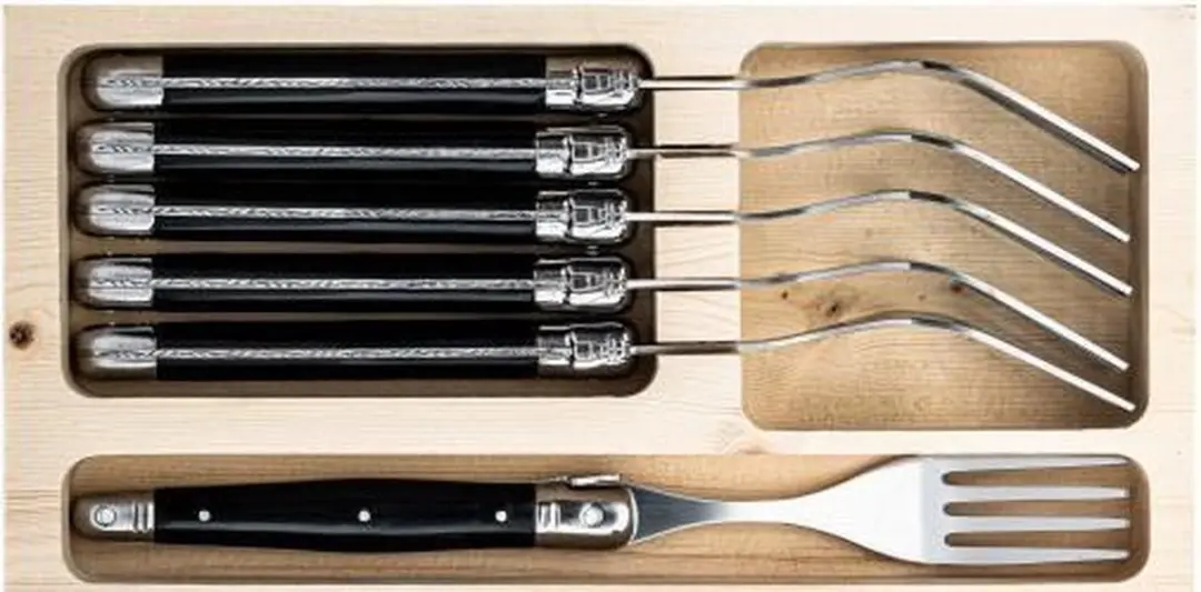 Laguiole Style de Vie Premium Line Vorken 6-delig - Zwart