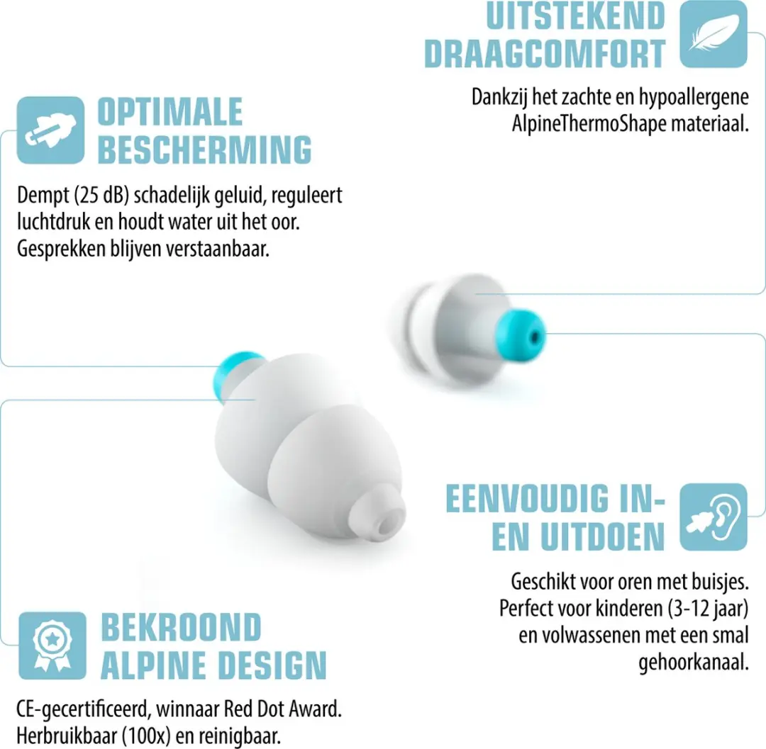 Alpine Pluggies Kids Gehoorbescherming - 25 dB - Wit