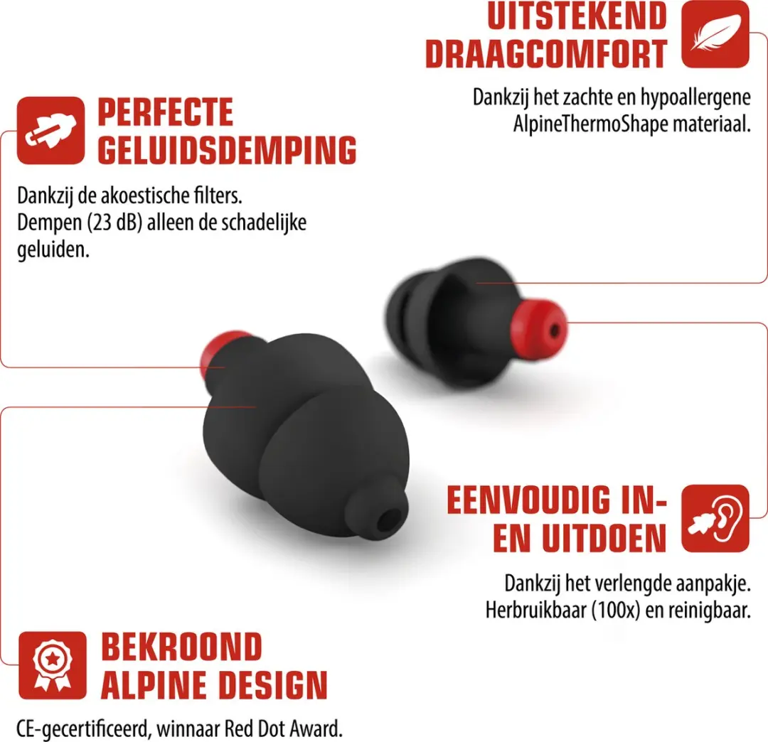 Alpine WorkSafe Oordoppen 23dB - Zwart