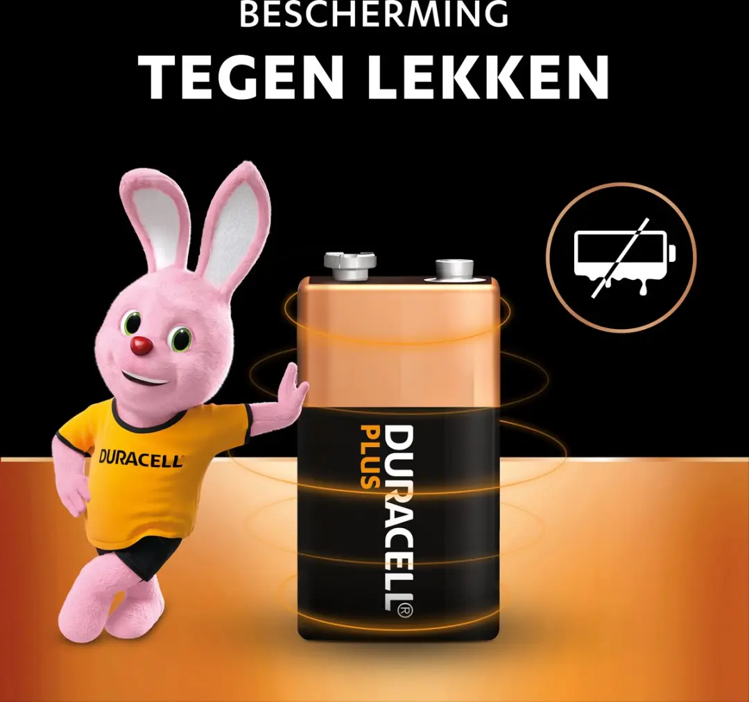 Duracell Plus 9V Alkaline Batterij 550mAh