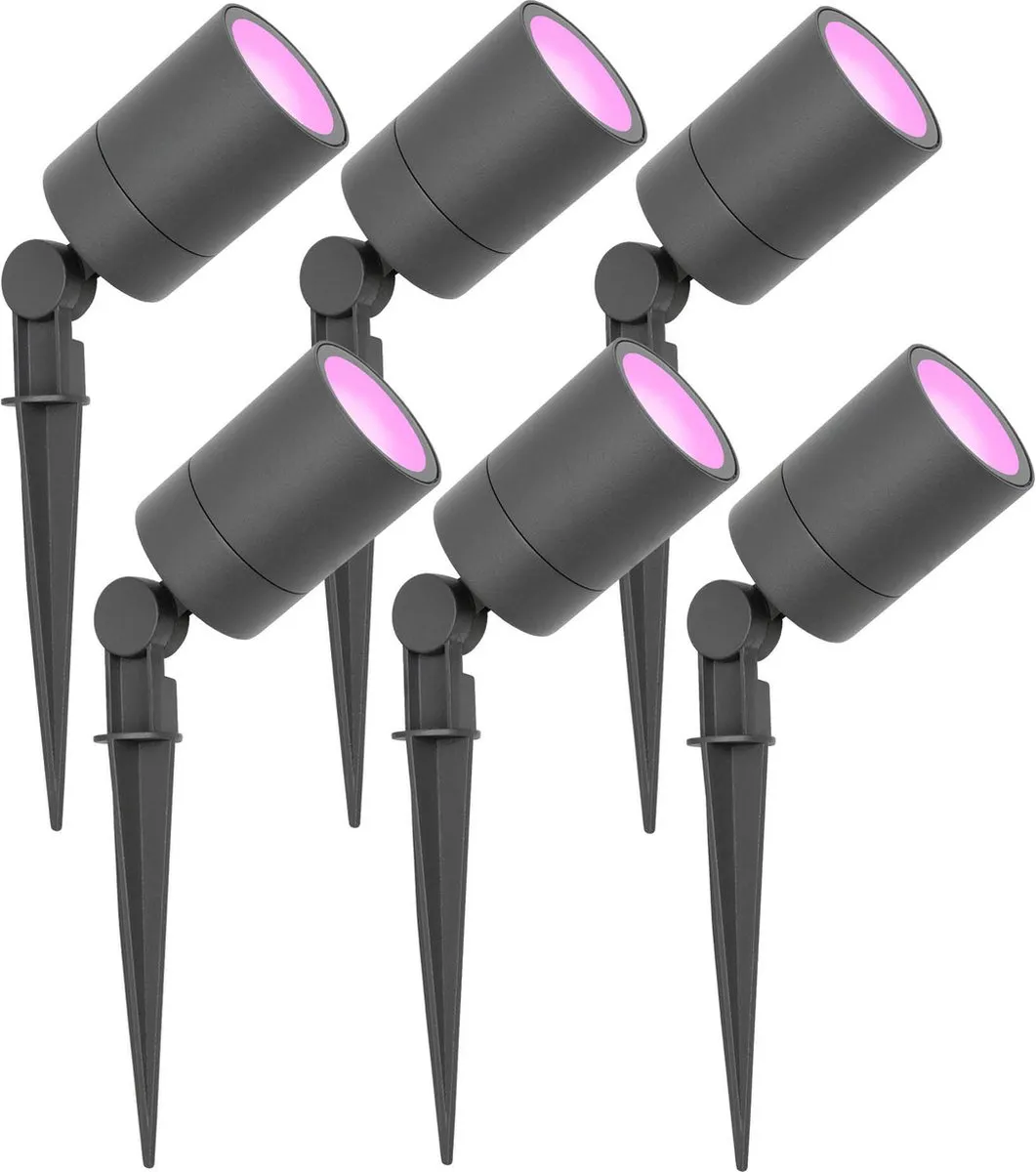 LEDVION 6x Smart Wifi LED Prikspots Antraciet