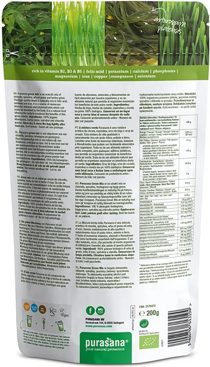 Purasana Green Mix Vegan Bio Poeder 200g