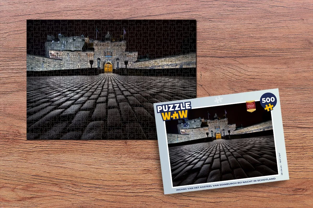 PuzzleWow Legpuzzel Edinburgh bij nacht 500 Stuks - Multicolor