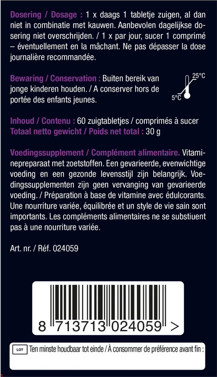 Lucovitaal Biotine 10.000 mcg Forte Zuigtabletten - 60 Stuks
