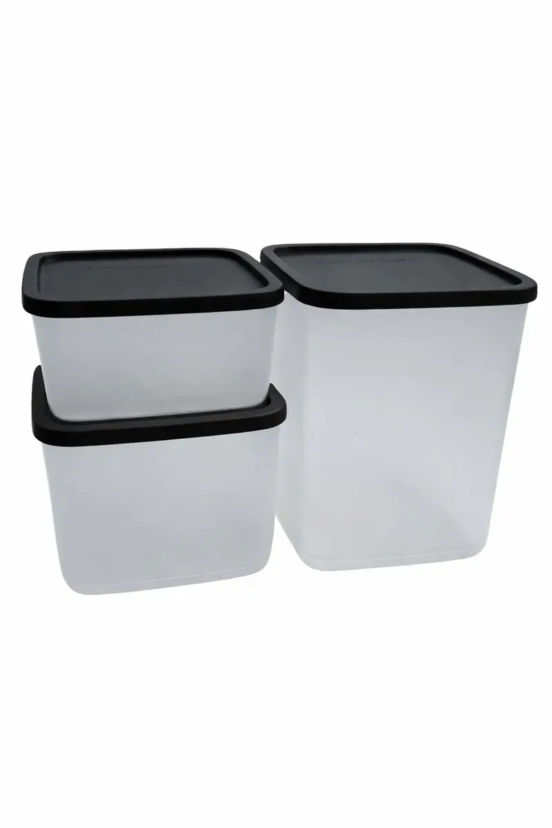 Tupperware Cubix set van 3 vierkante dozen Transparant