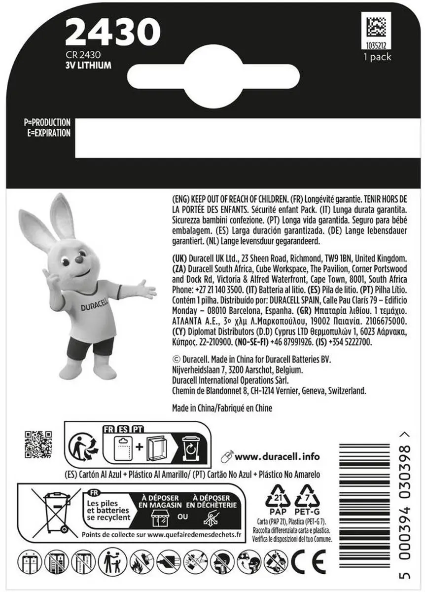 Duracell Electronics 2430 Knoopcel - 1 Stuk