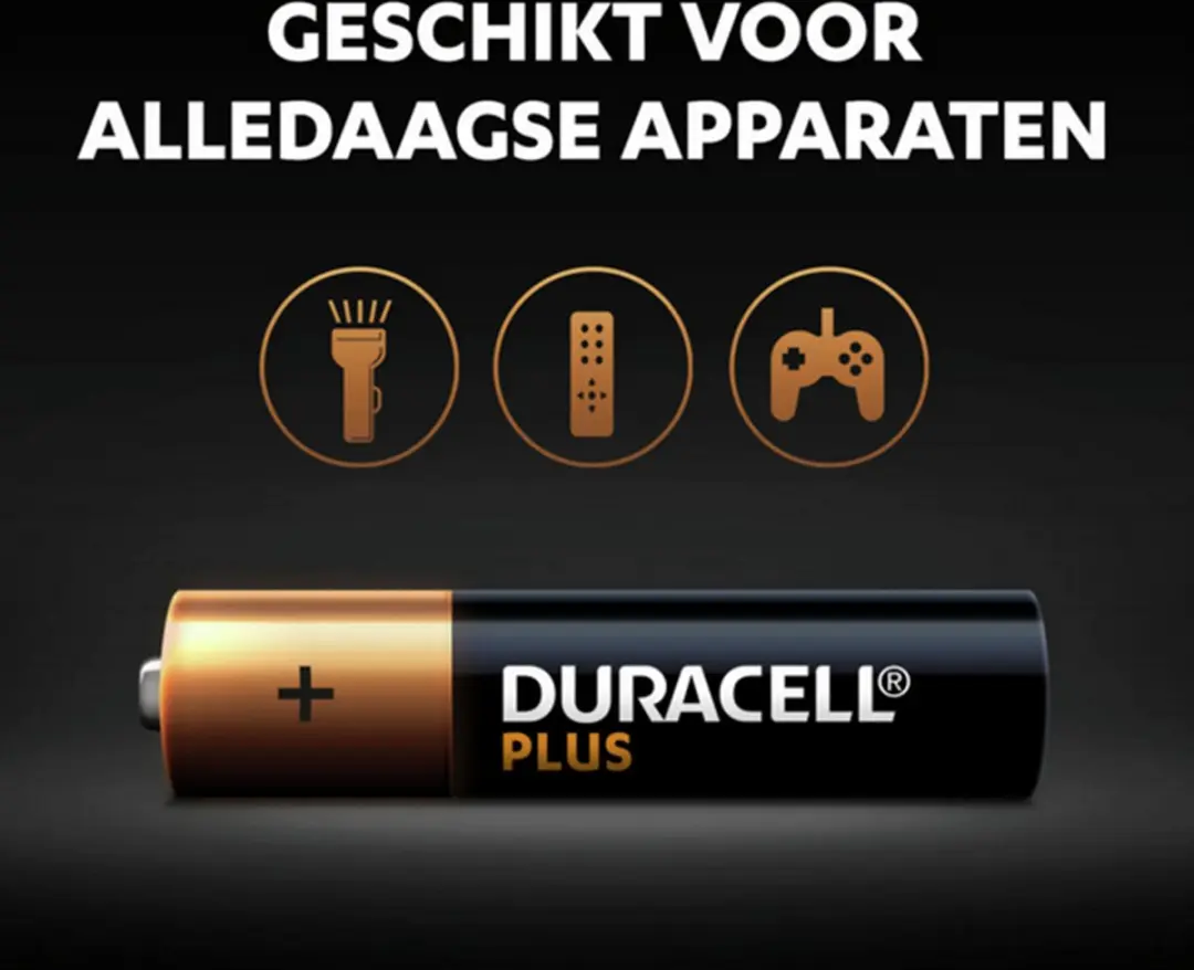 Duracell Alkaline Plus AAA Batterijen - 4 Stuks