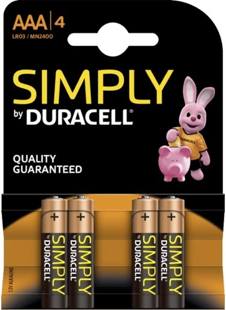 Duracell Alkaline Plus AAA Batterijen - 4 Stuks