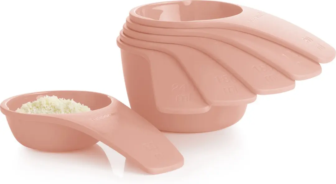 Tupperware 6 maatschepjes roze Tupperware