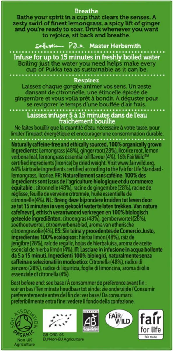 Pukka Lemongrass & Ginger Biologische Kruidenthee 20 Zakjes
