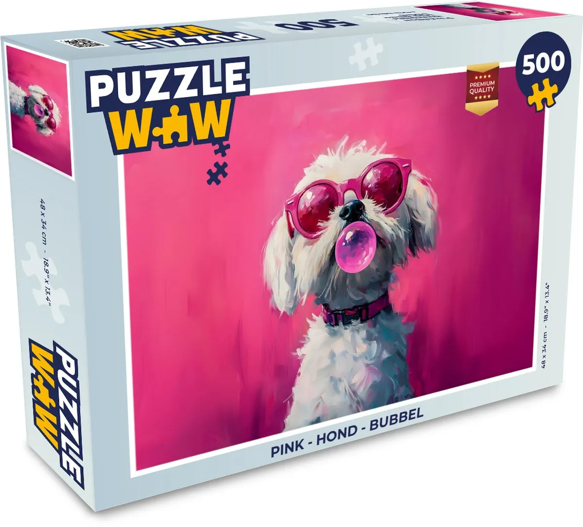 PuzzleWow Hond Bubbel Legpuzzel 500 Stuks - Roze