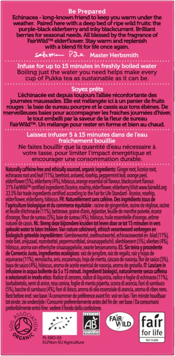 Pukka Elderberry & Echinacea Biologische Kruidenthee 20 Zakjes
