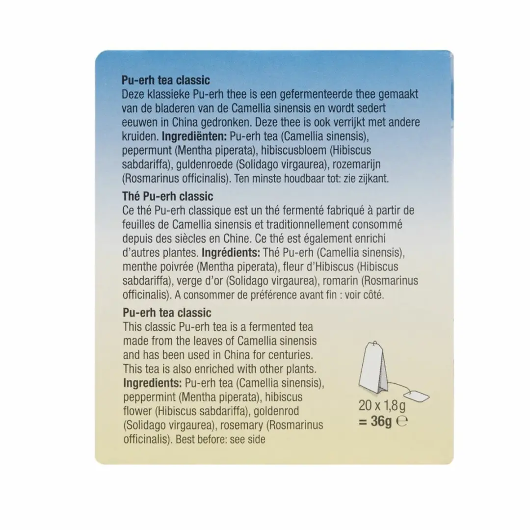 Purasana Pu-Erh Thee 20 Zakjes 36g