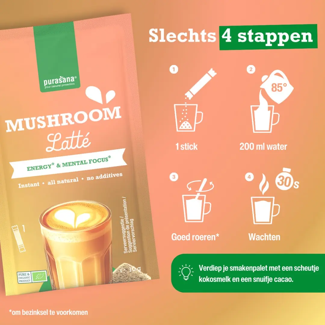 Purasana Latté Mushroom BIO - 6x10g