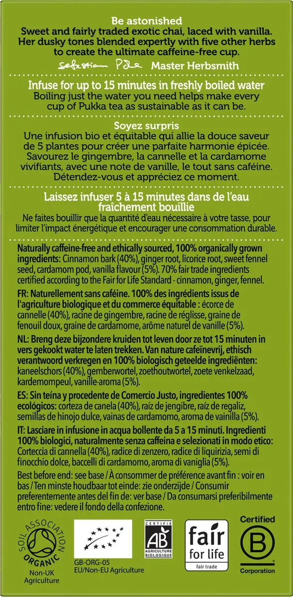 Pukka Vanilla Chai Biologische Thee 20 Zakjes