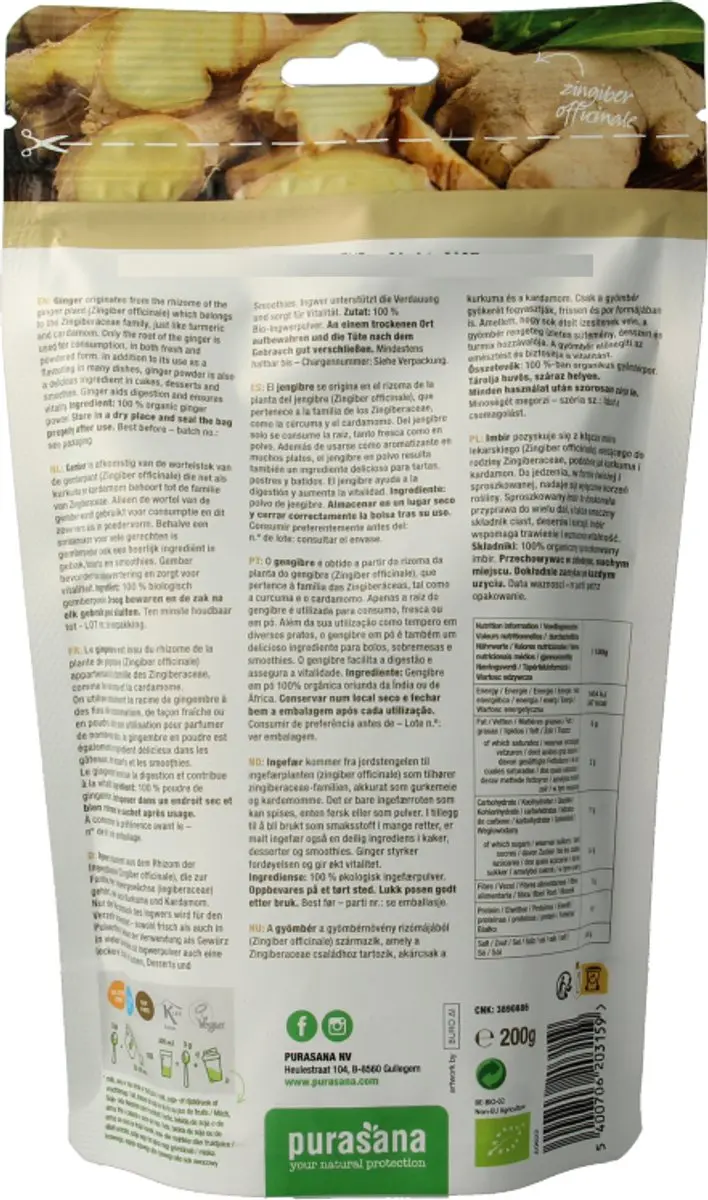 Purasana Gemberpoeder Bio 200g