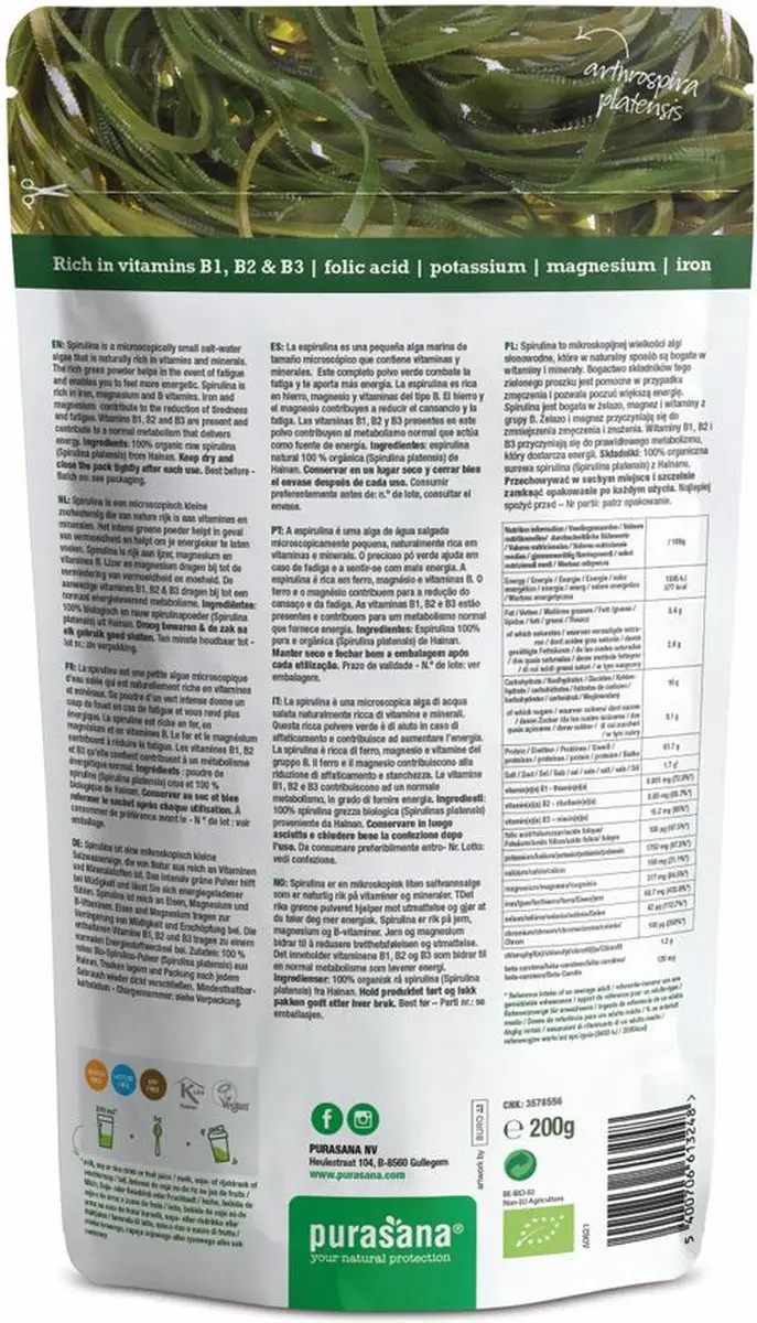 Purasana Spirulina Bio Poeder 200g