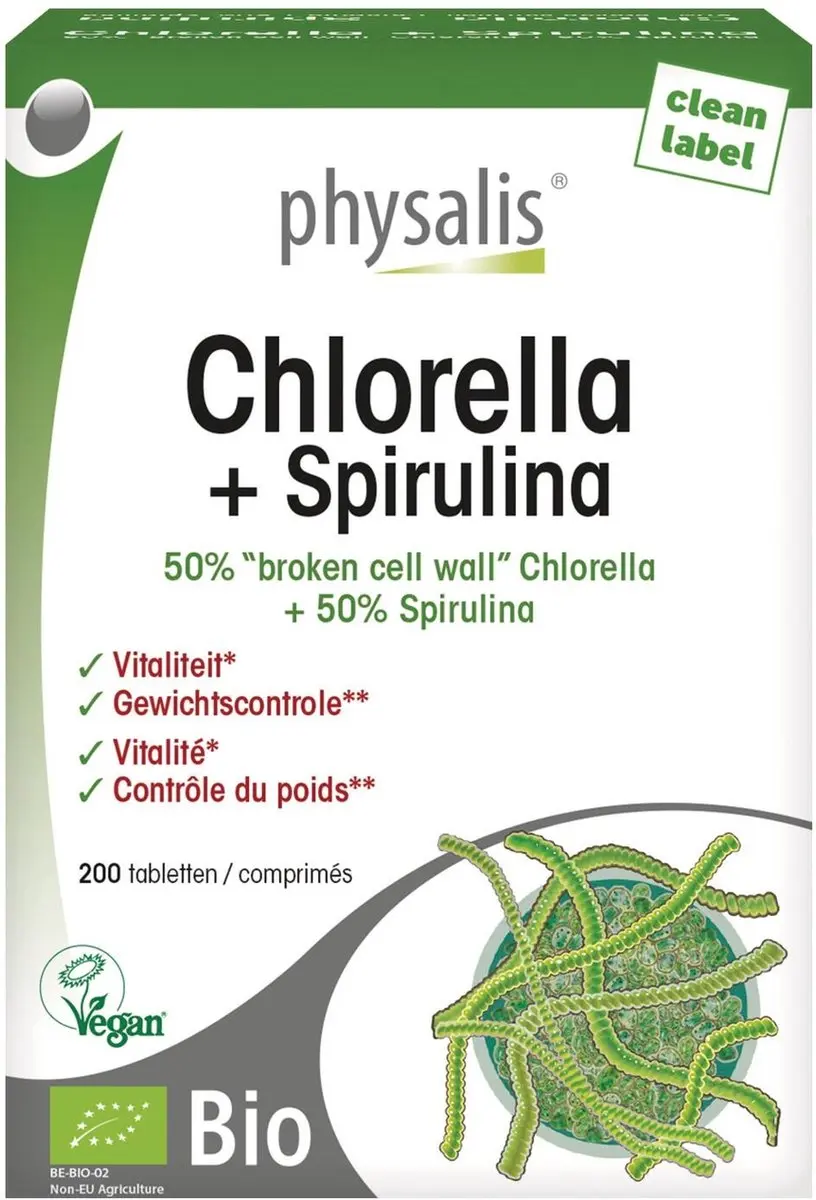 Physalis Chlorella & Spirulina Bio 200 Tabletten - 200mg