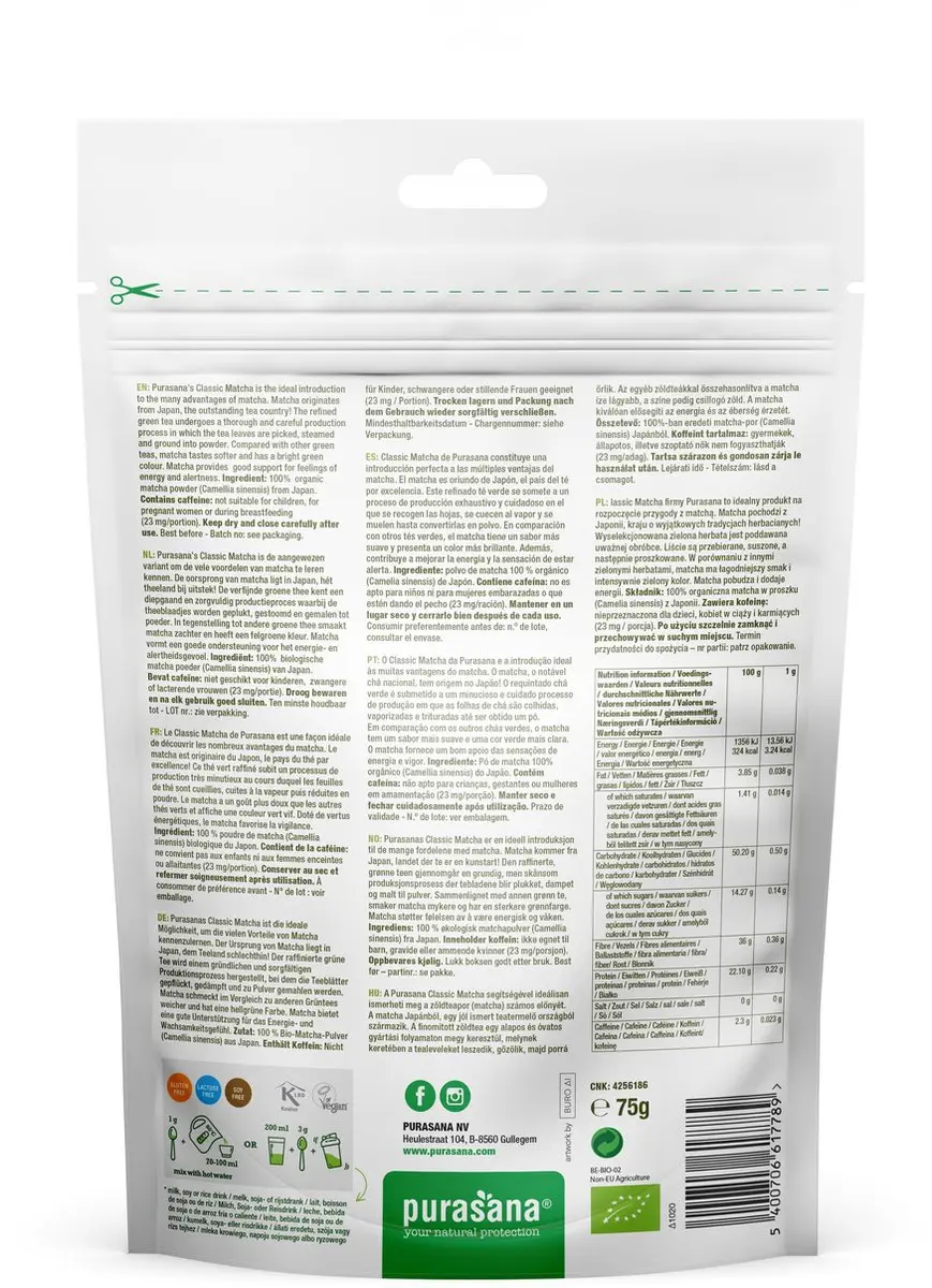Purasana Matcha Classic Poeder Bio 75g