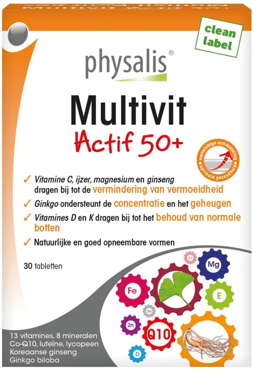 Physalis Multivit Actif 50+ Tabletten - 30 Stuks