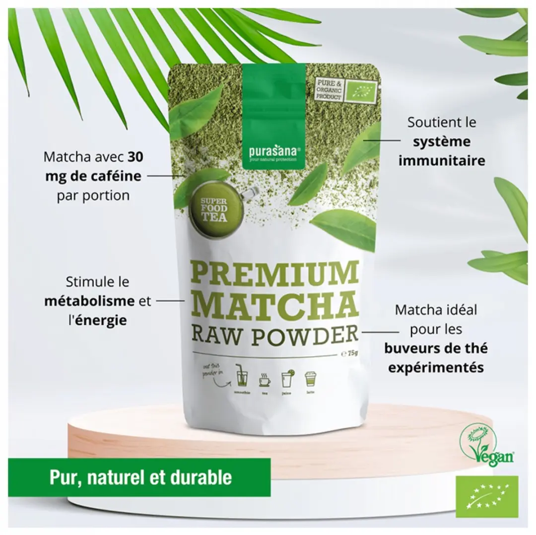 Purasana Matcha Poeder Premium Raw Bio 75g