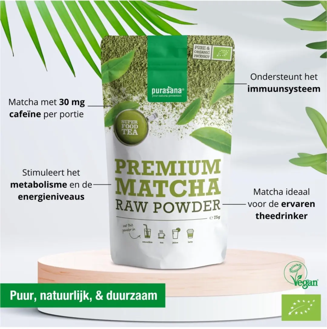 Purasana Matcha Poeder Premium Raw Bio 75g