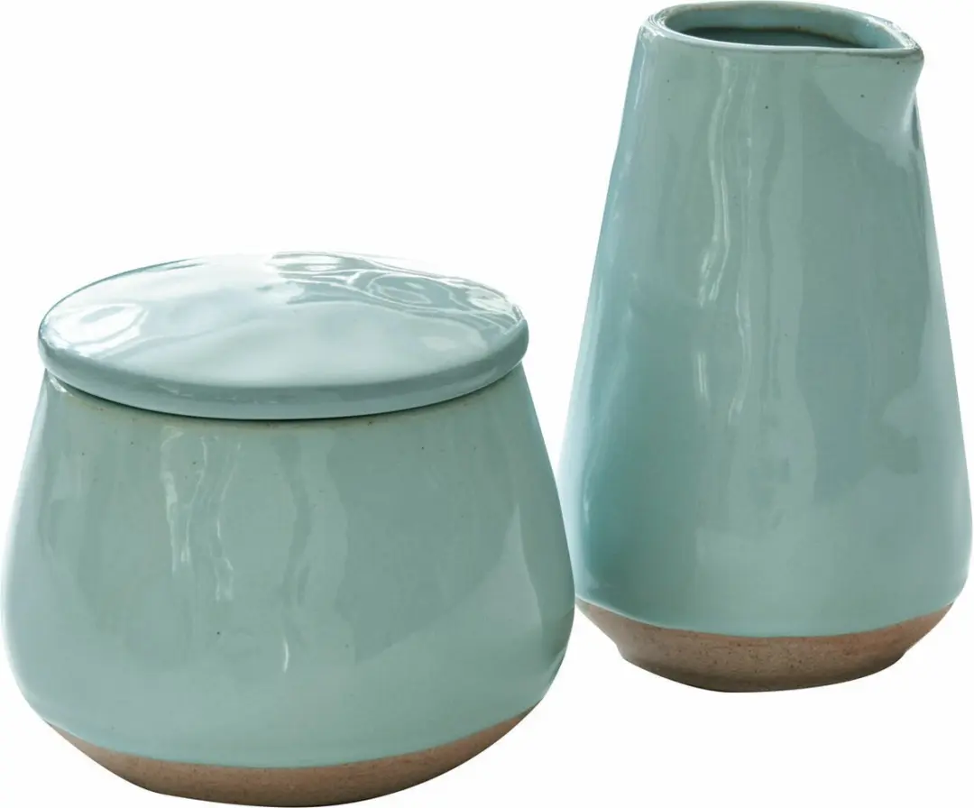 Loberon Biarré Suikerpot & Melkkannetje - Turquoise