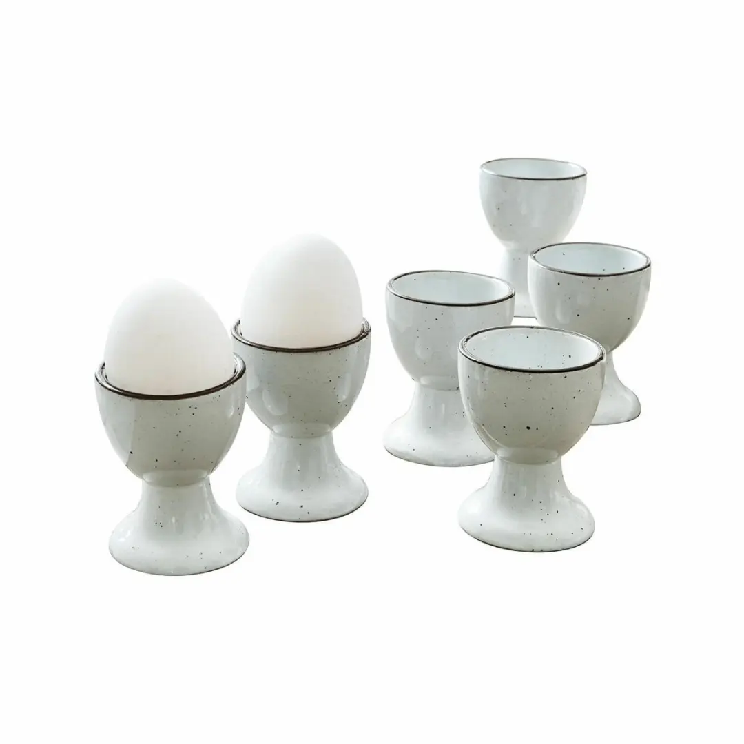 LOBERON Eierdopje set van 6 Biarré wit