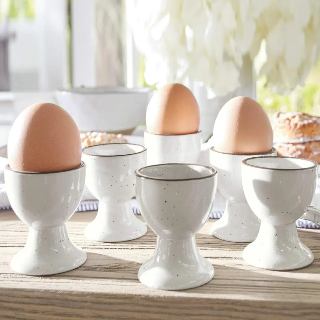 Loberon Eierdopjes Set van 6 - Biarré Wit