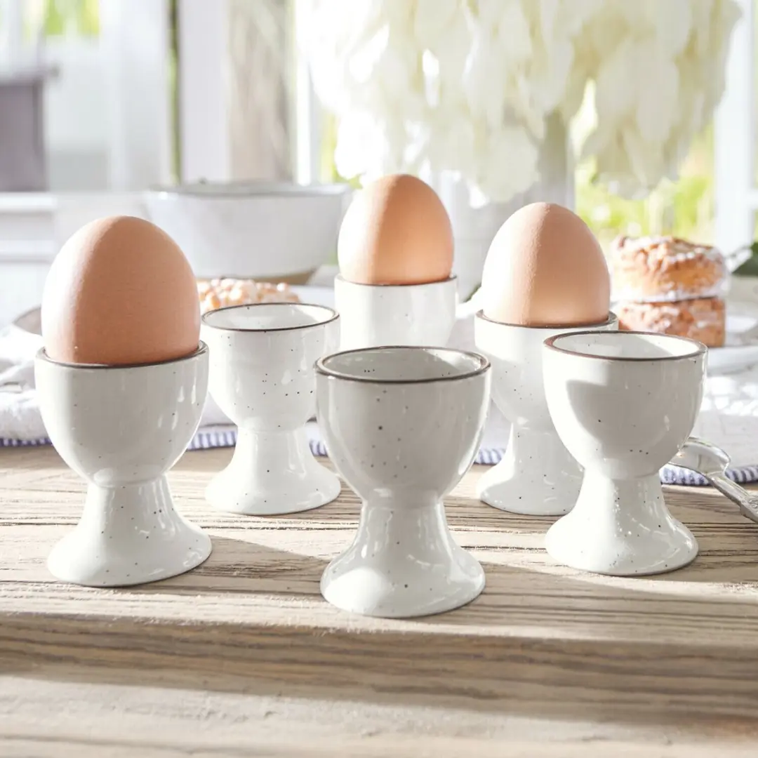 Loberon Eierdopjes Set van 6 - Biarré Wit