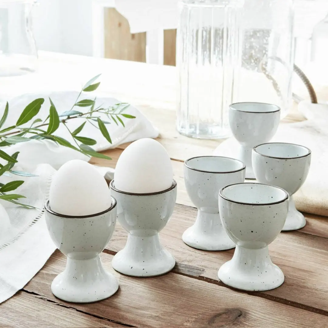 Loberon Eierdopjes Set van 6 - Biarré Wit