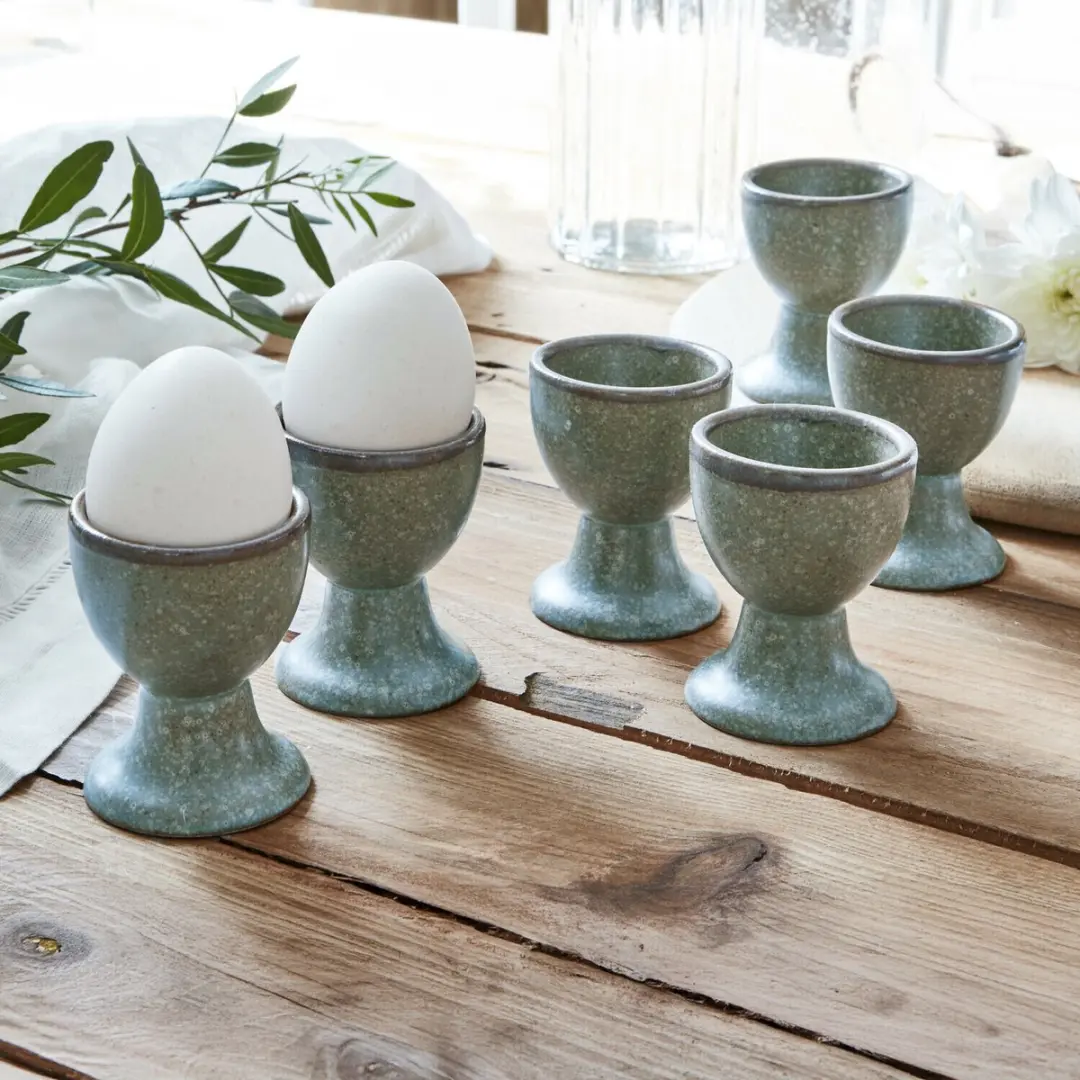 LOBERON Eierdopje set van 6 Biarré turquoise/bruin