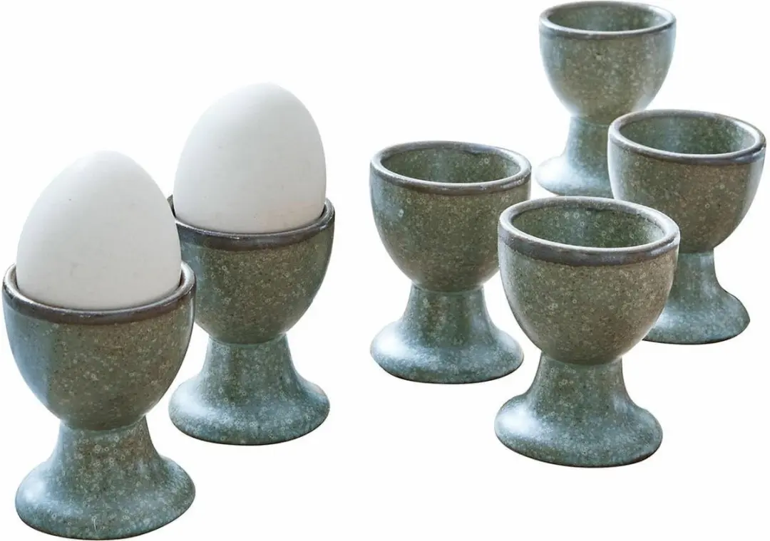 LOBERON Eierdopje set van 6 Biarré turquoise/bruin